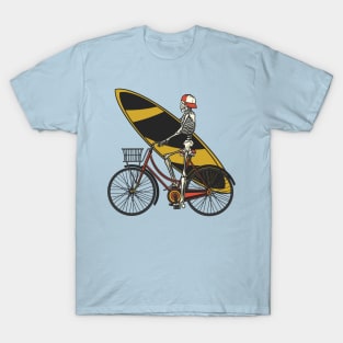 Surfer Skeleton on a Bike T-Shirt